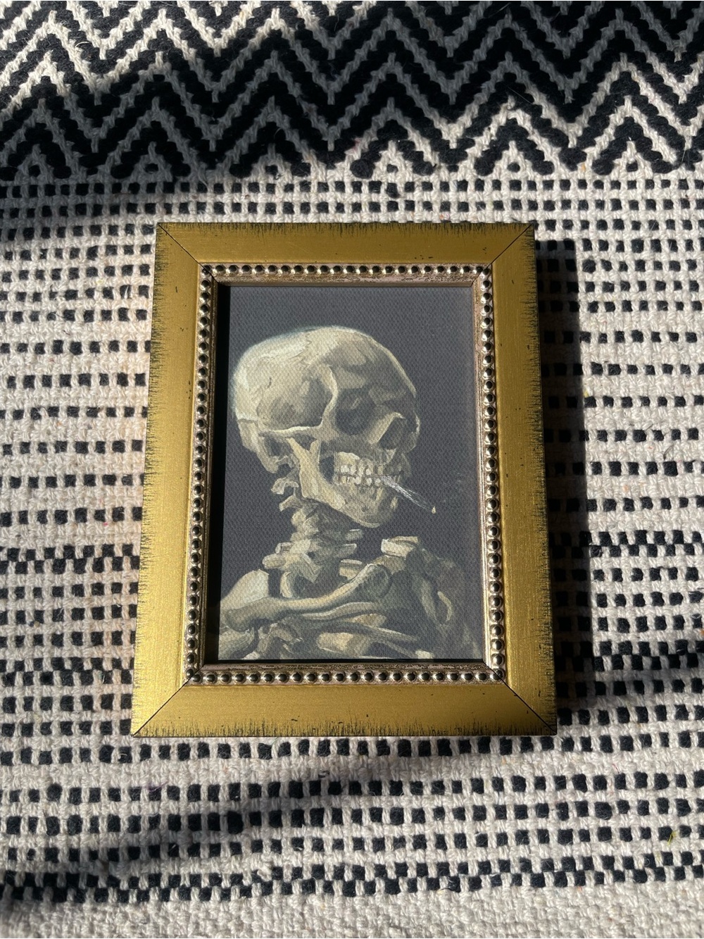 Petal Lane Van Gogh smoking skeleton framed print